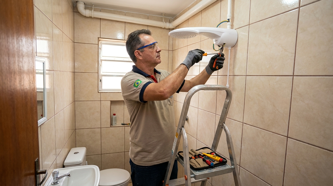 Substituição de Chuveiro Antigo em Feira de Santana‑BA